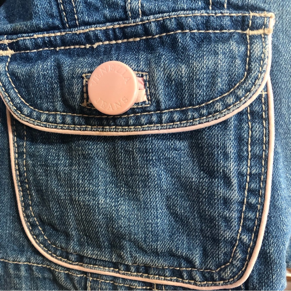 Venezia Blue Denim jacket with pink trim, buttons & pockets 100%Cotton Size14/16 - Picture 8 of 16